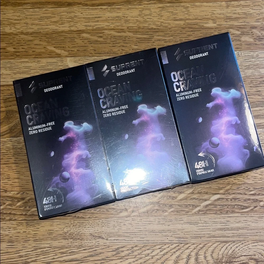 Bundle 3x NEW NIP SEALED SUPRENT OCEAN CRAVING Aluminum-free Men's Deodorant 50g